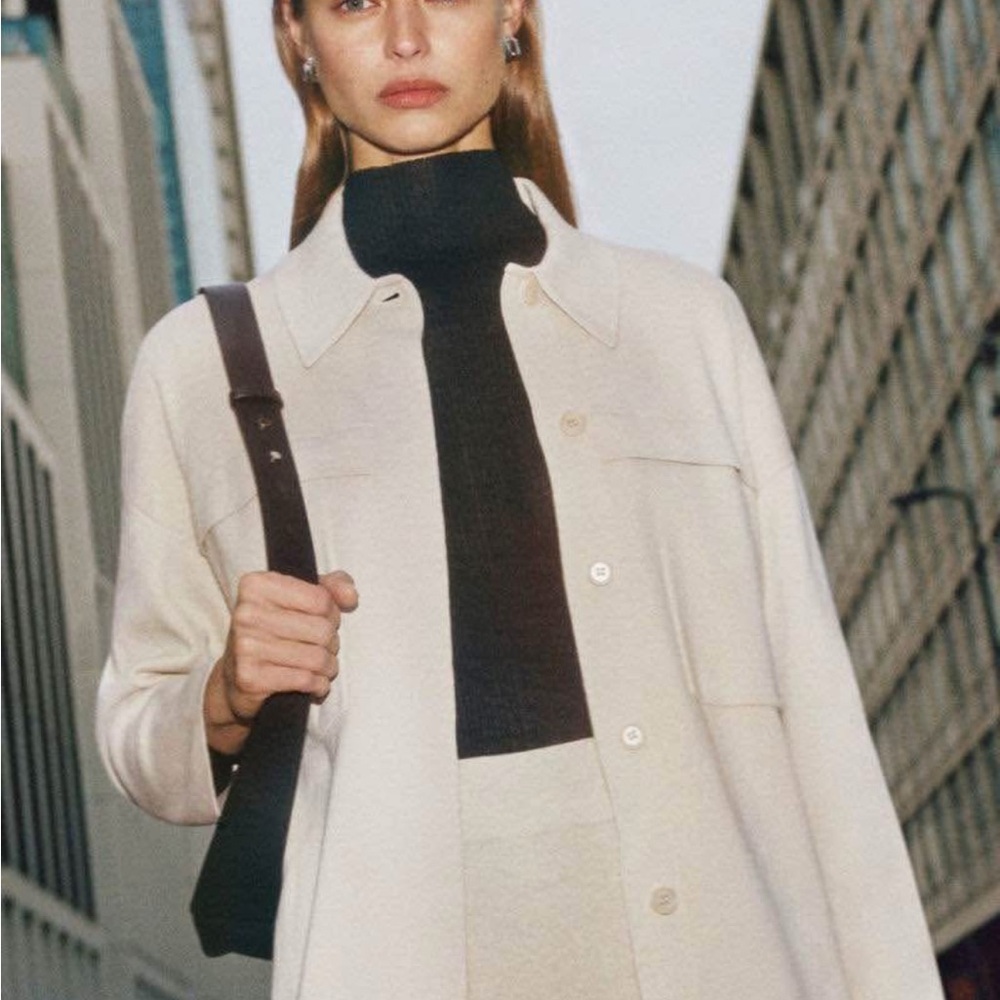 COS Cream Silk Cotton Yak Blend Blazer